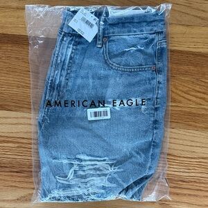 NWT American Eagle curvy high-waisted ripped shorts medium blue size 12